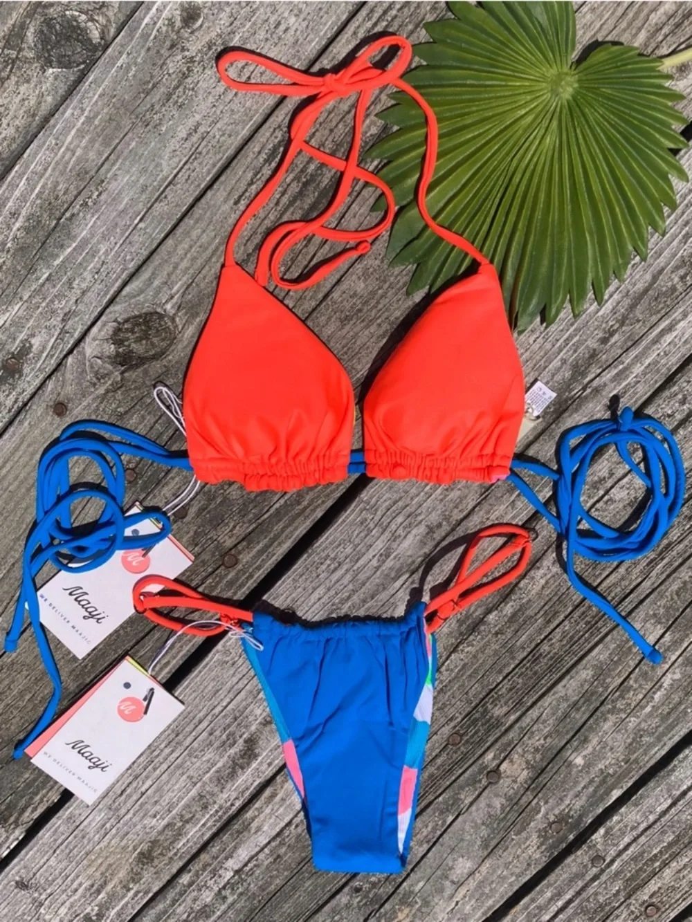 MAAJI Fire Ocean Set - Rio String Bikini Top & Khloe Cheeky Thong Bottom M/L